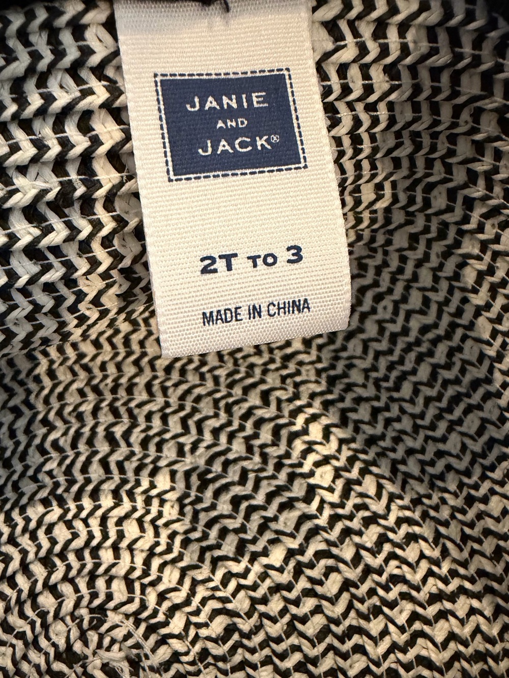 Janie and Jack Black & White Woven Sun Hat with Bow - Picture 2 of 2